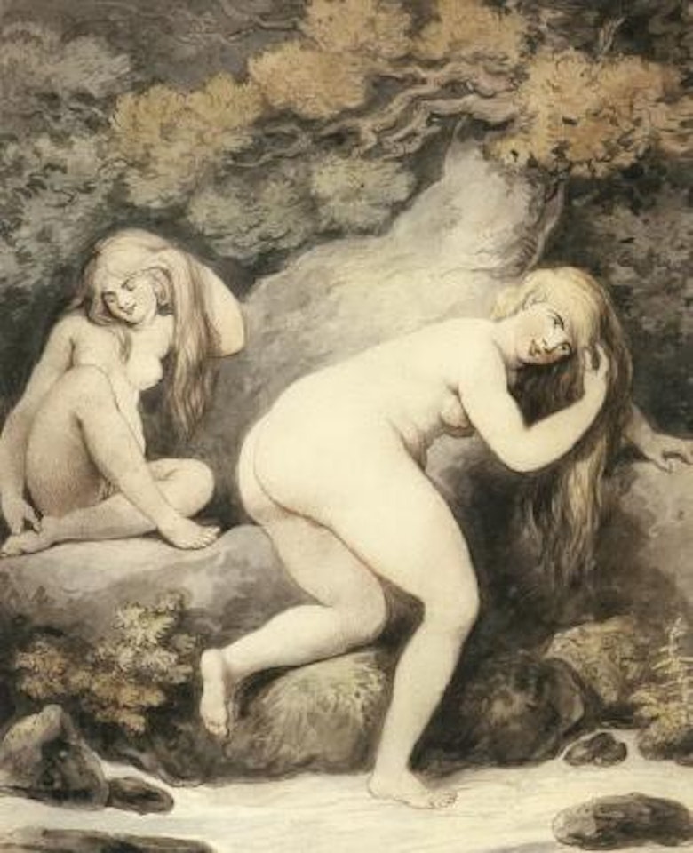 Women bathing in stream by Thomas Rowlandson