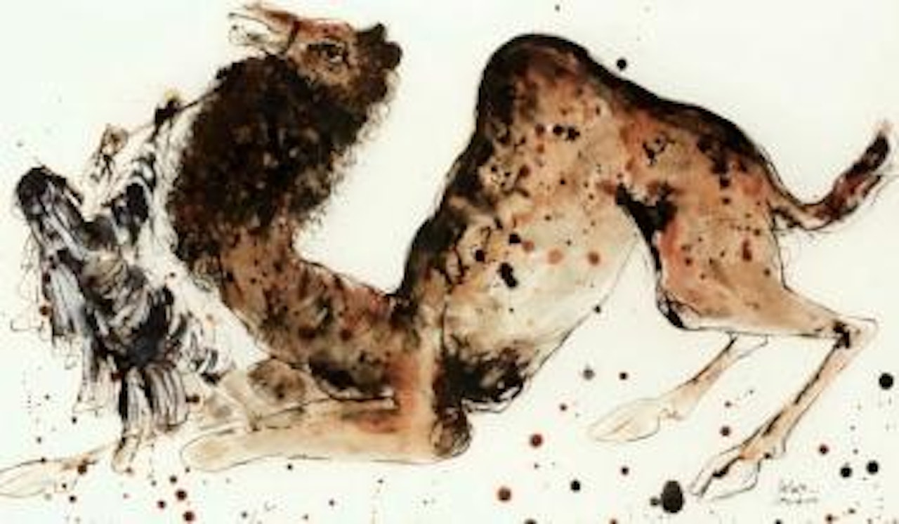 Camel with rider by Reuven Rubin