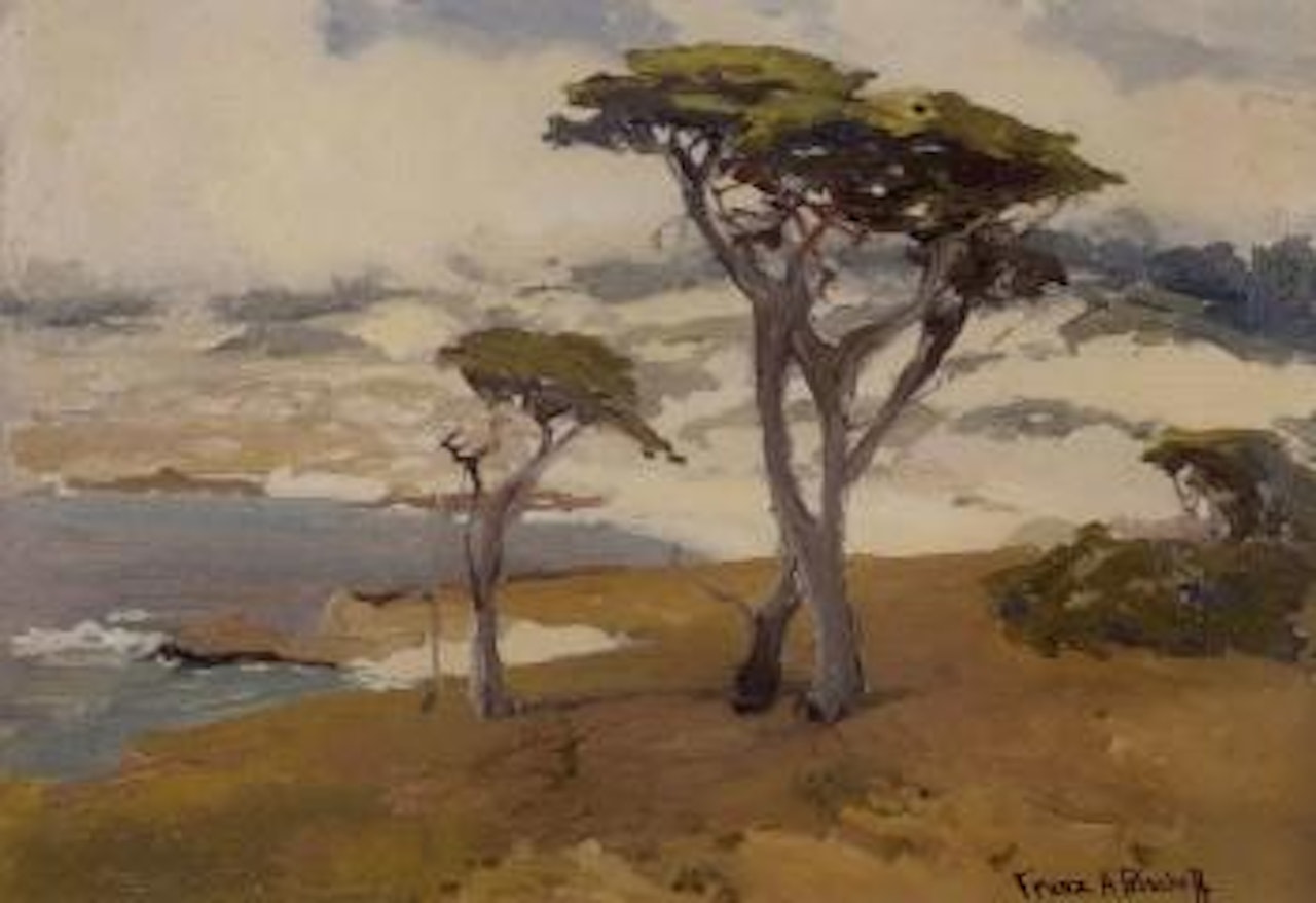 California coastline with cypress trees by Franz A Bischoff
