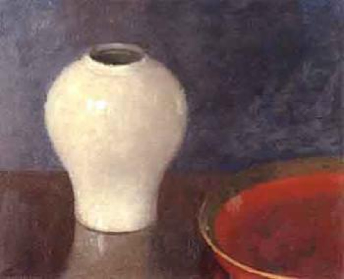Still life of urn and bowl by Olle Hjortzberg
