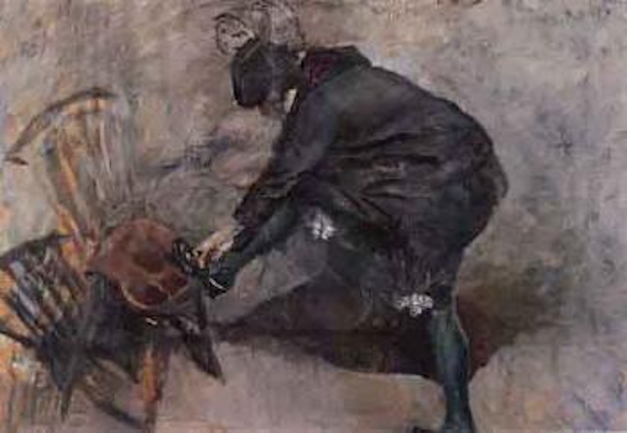 Woman by chair by Christian Krohg