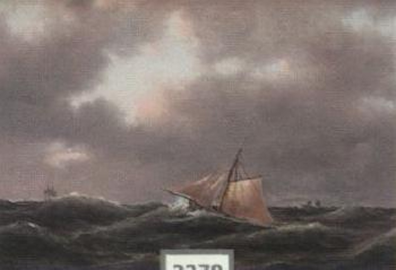 Seascape in high seas by Anton Melbye