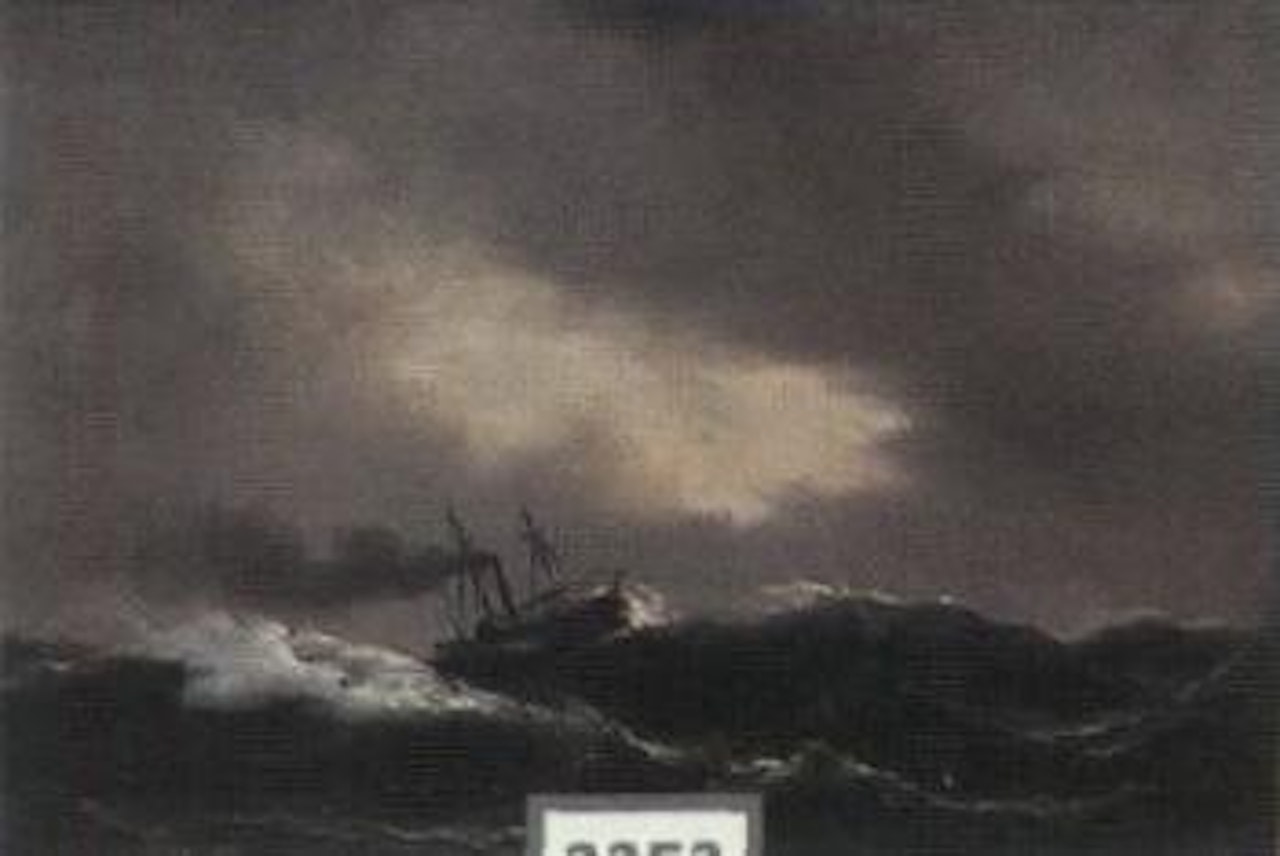 Seascape with high seas by Anton Melbye