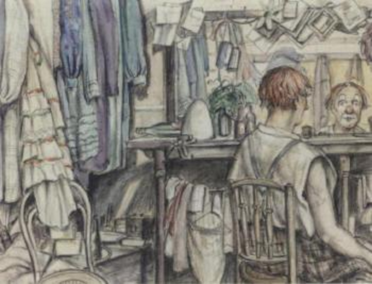 Jo Maxmason in his dressing room by Laura Knight