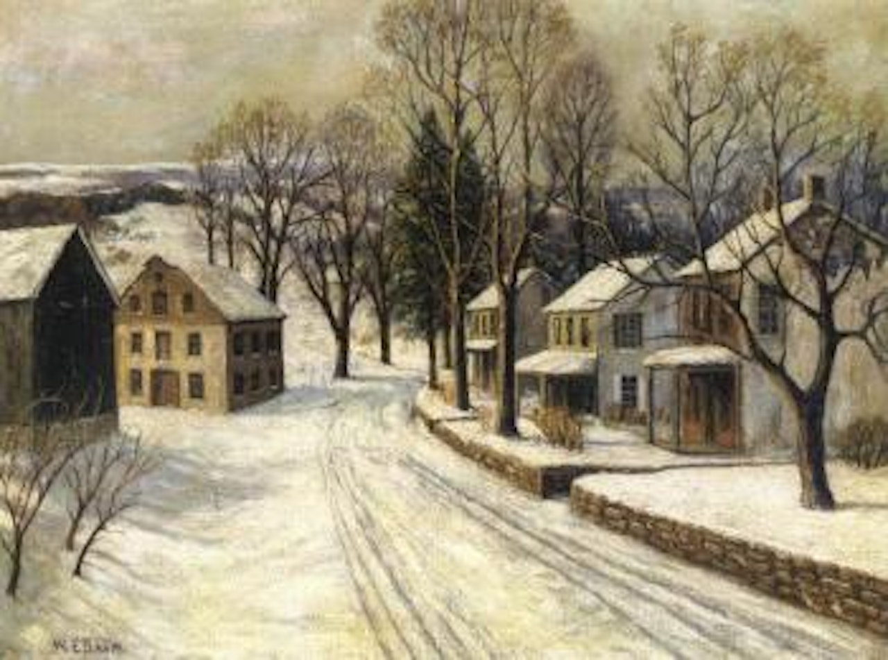 Village in winter by Walter Emerson Baum