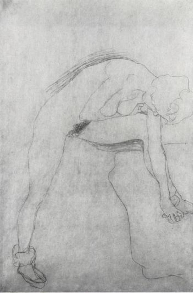 Bent over nude by Gustav Klimt