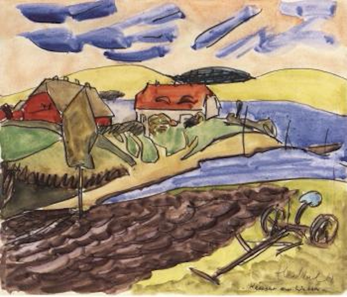 Houses by water by Erich Heckel
