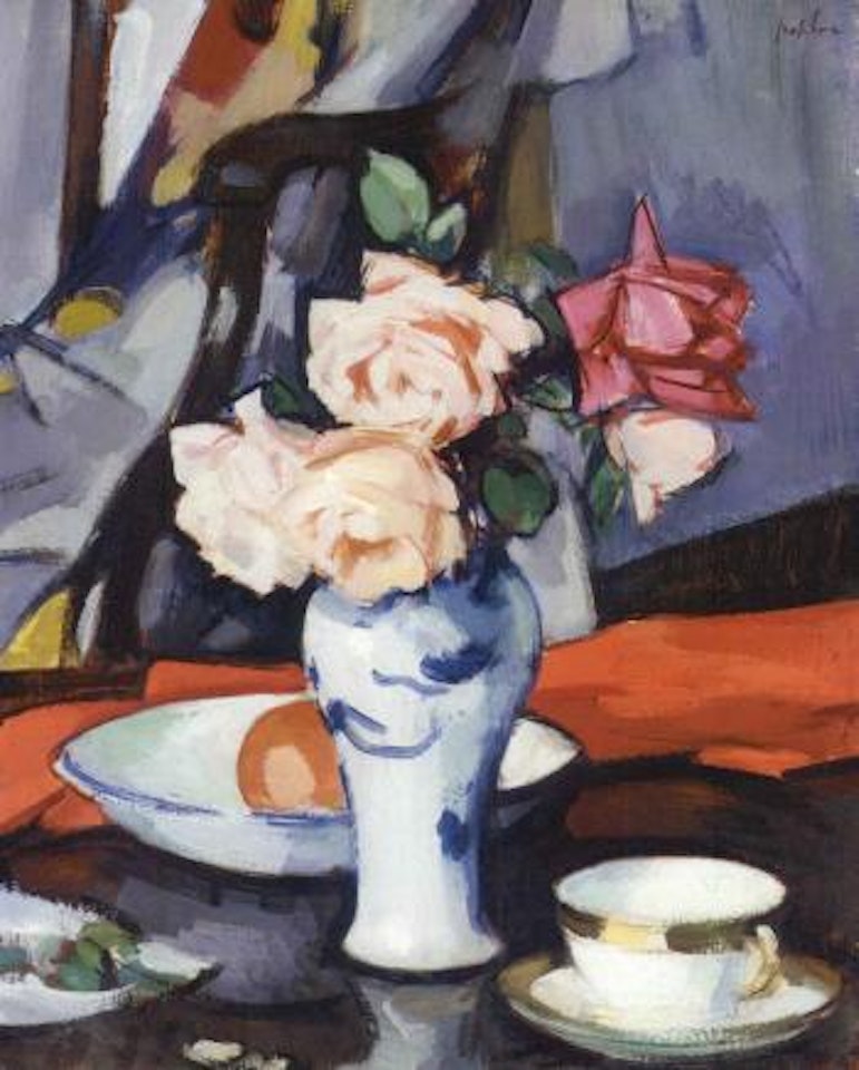 Roses in a Chinese vase by Samuel John Peploe