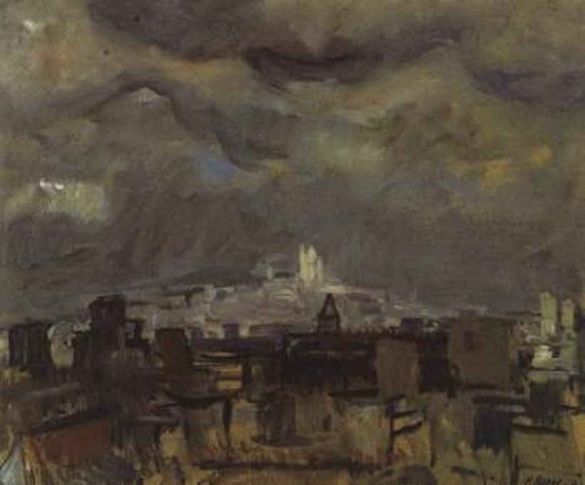 Town under cloudy skies by Paul Basilius Barth