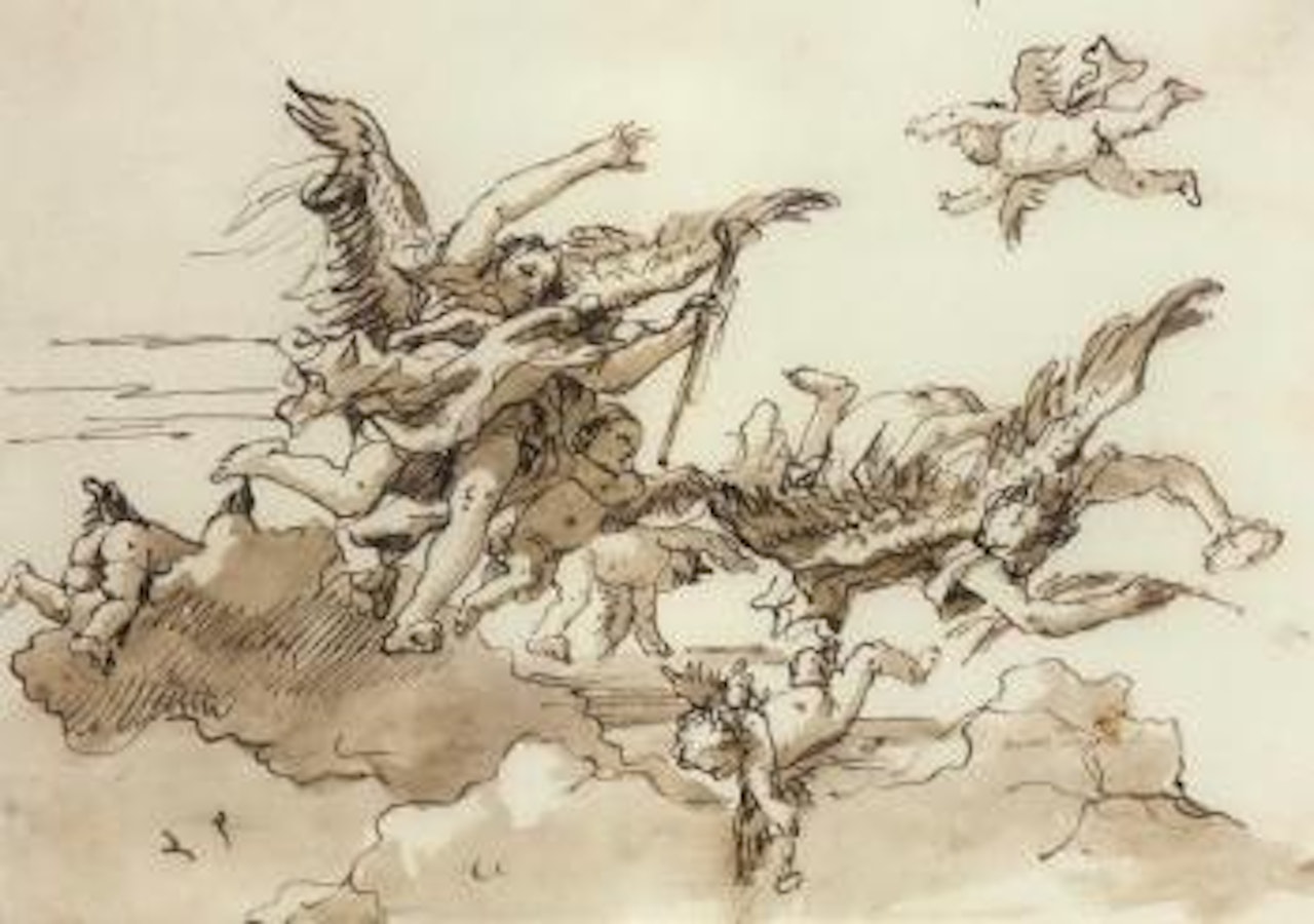 Two angels with putti by Giovanni Domenico Tiepolo