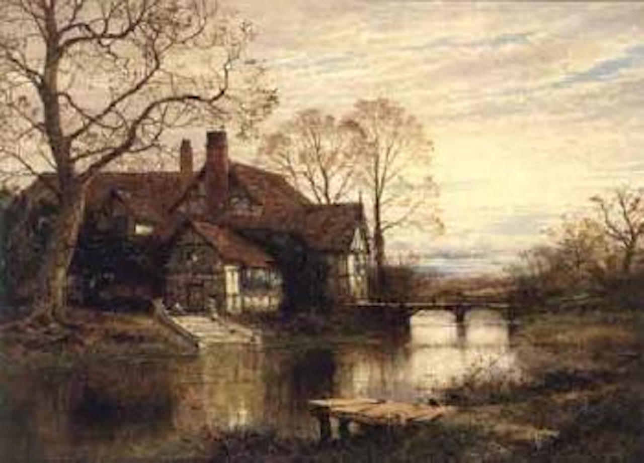 An old manor house by Benjamin Williams Leader