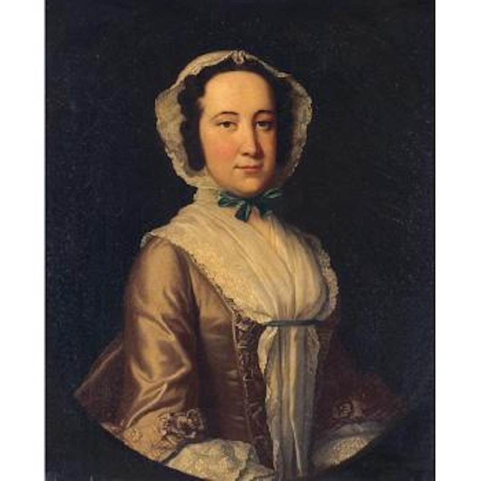 Portrait of a lady wearing a grey dress by Thomas Hudson