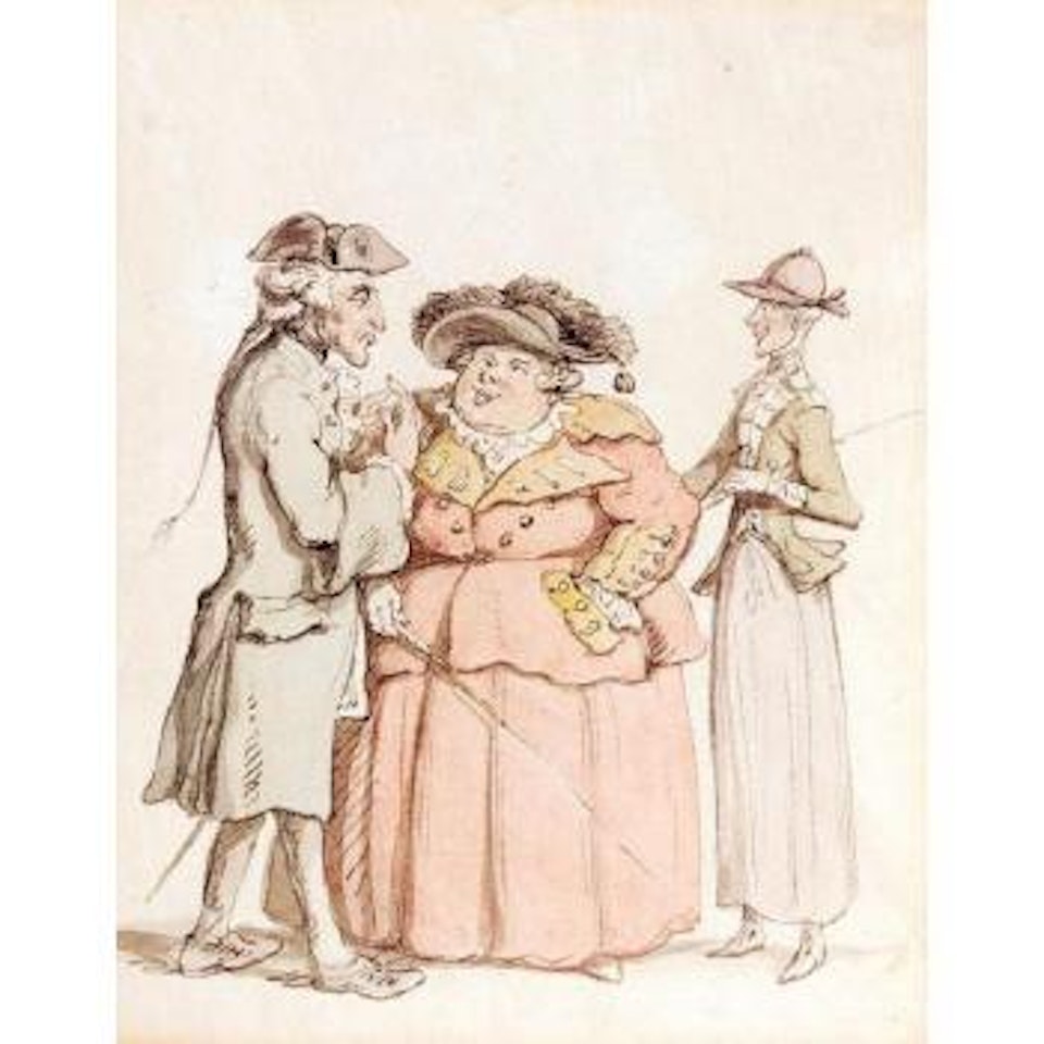 Ladies and a gentleman conversing by Thomas Rowlandson