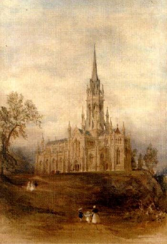 Prospective drawing design for a new church at Torquay, Devon by Thomas Allom