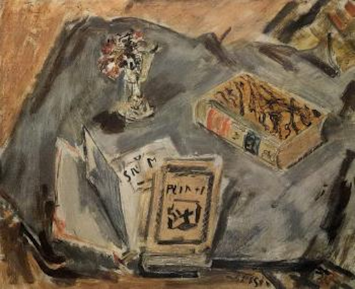 Still life with books by Filippo de Pisis