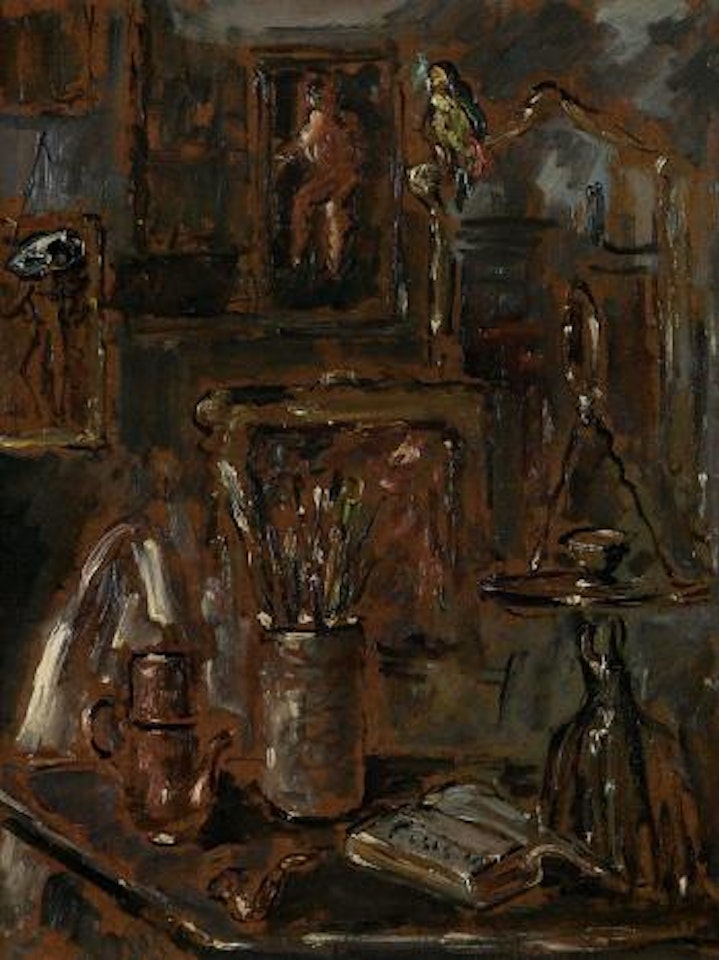 Still life in the studio by Filippo de Pisis