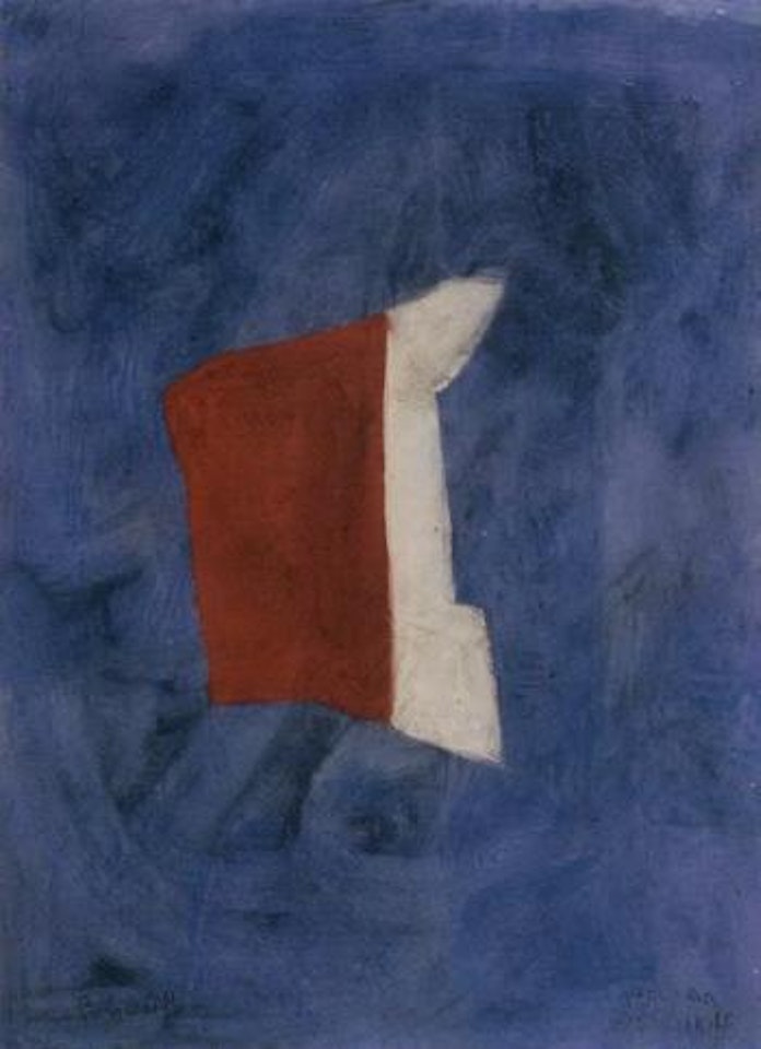 Sur fond bleu, tache rouge et blanc by Serge Poliakoff