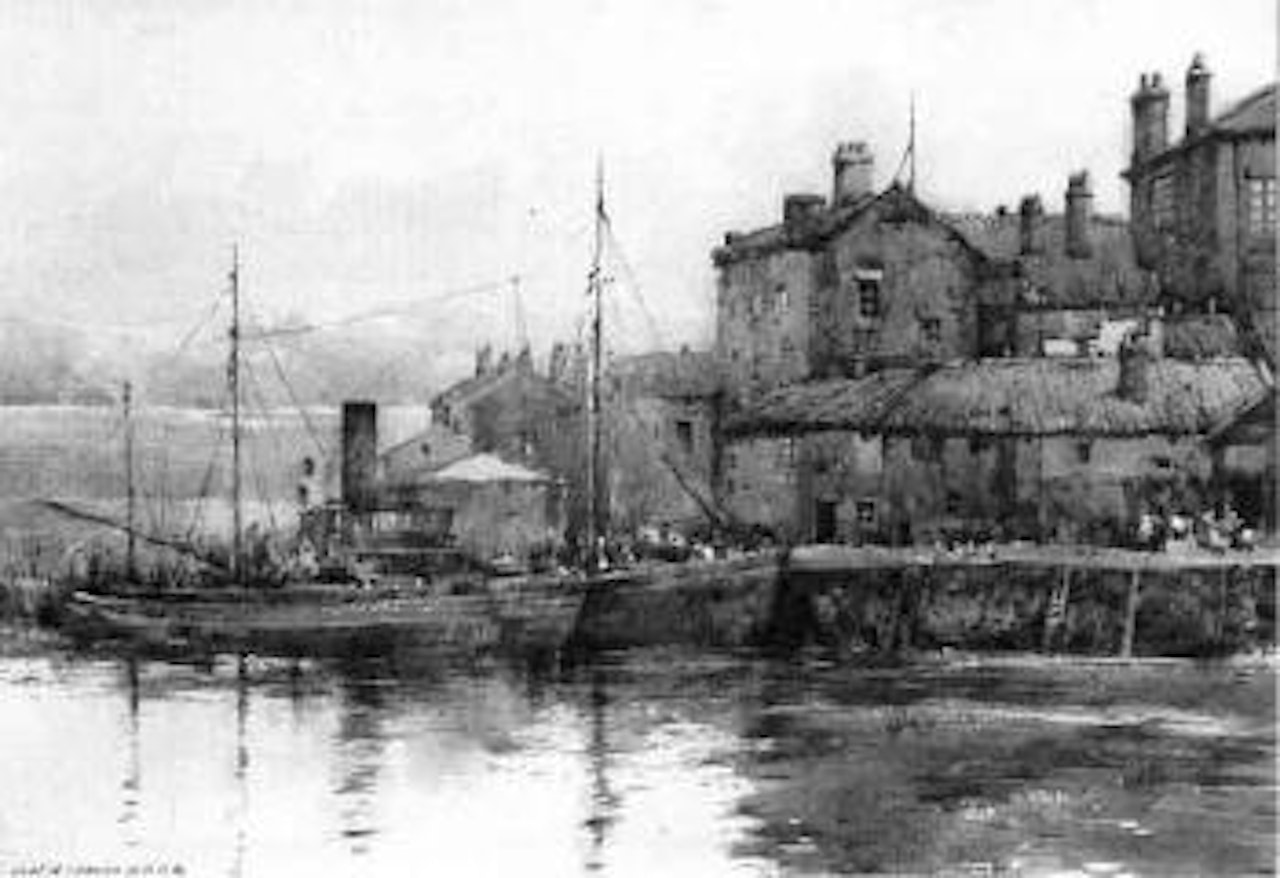 Boats at anchor, Peel Harbour, Isle of Man by Noel Harry Leaver