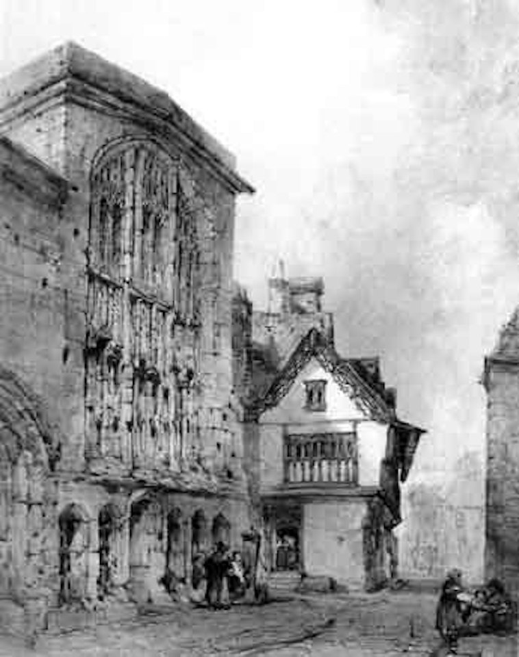 Street scene with church by William Callow