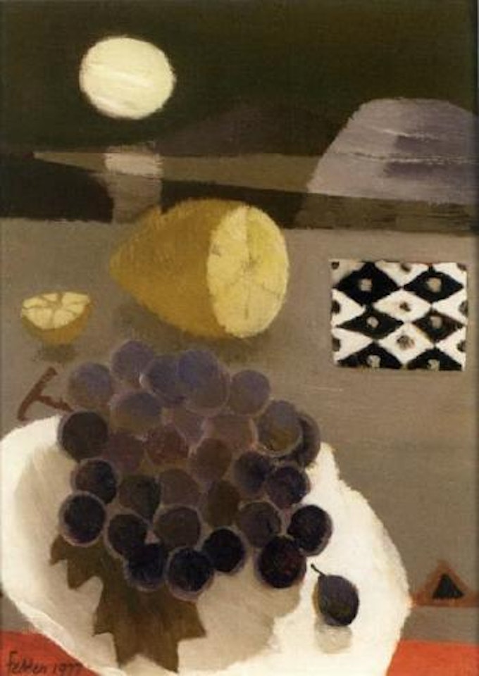 Lemon and grapes by Mary Fedden
