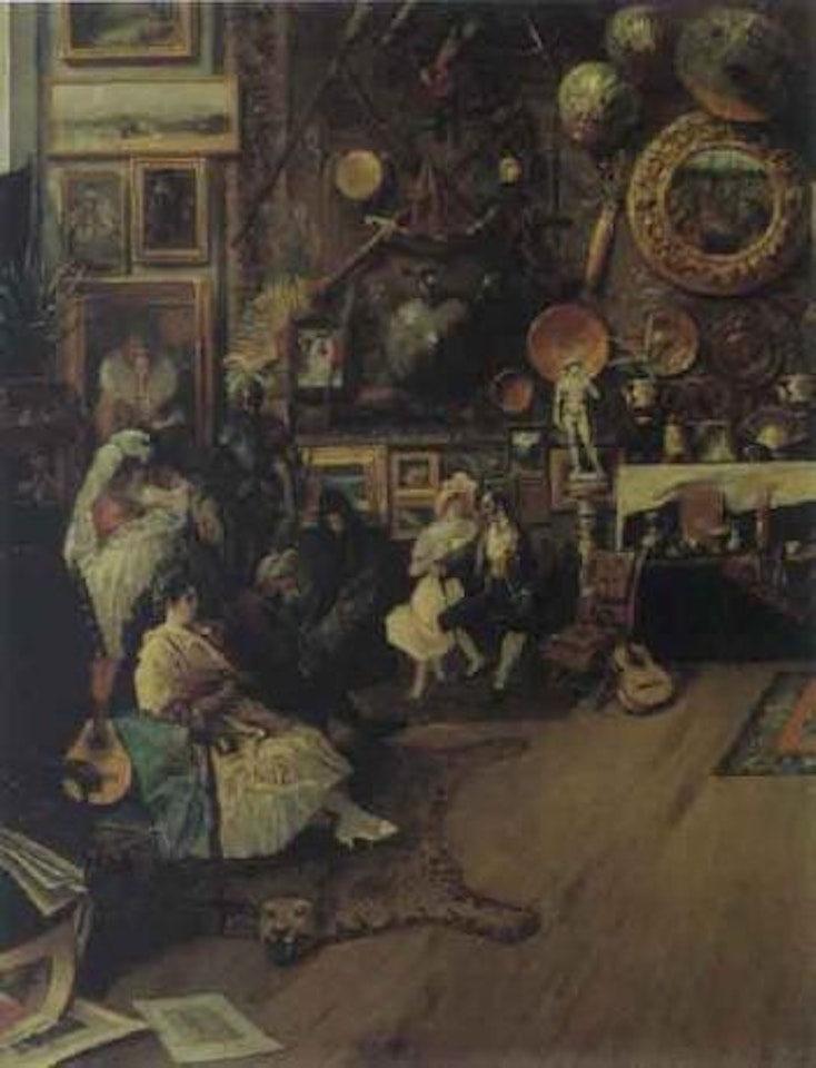 Interior with figures by Spanish School