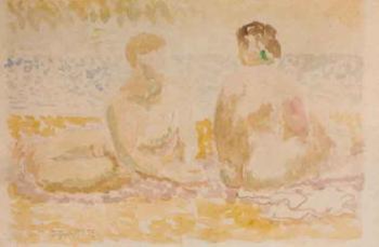 Two figures on a beach by Duncan Grant