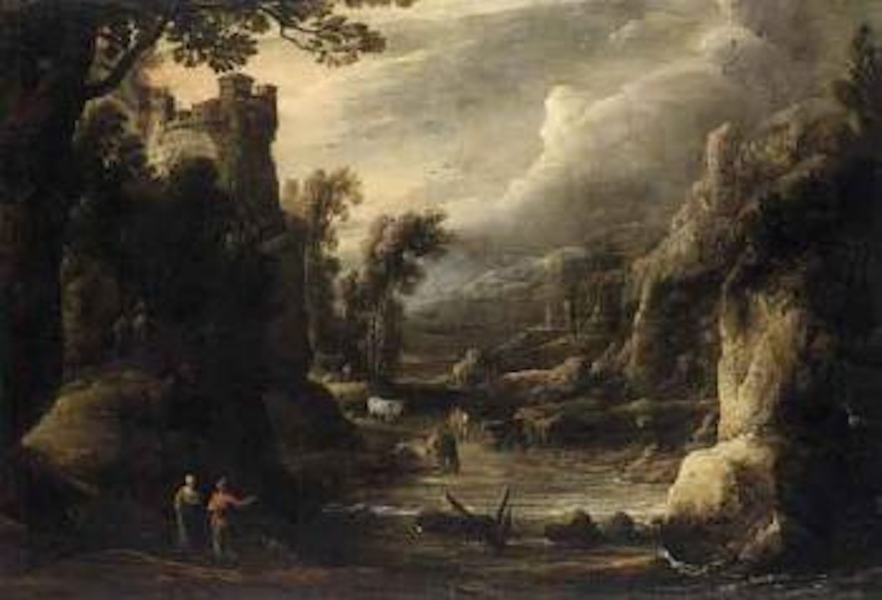 River landscape with a drovers and cattle by David Teniers II