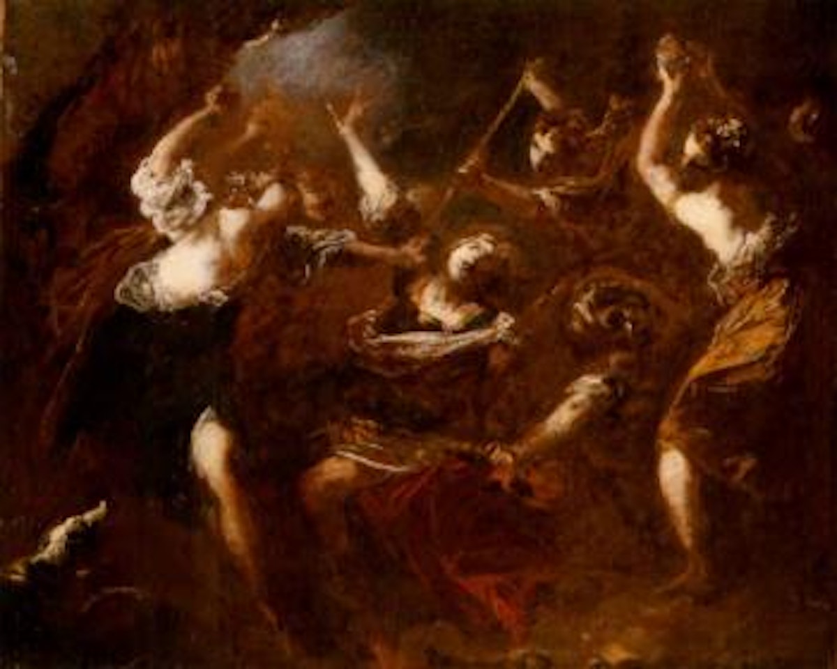 Orpheus attacked by the Maenads of Ciconia, a bozzetto by Valerio Castello