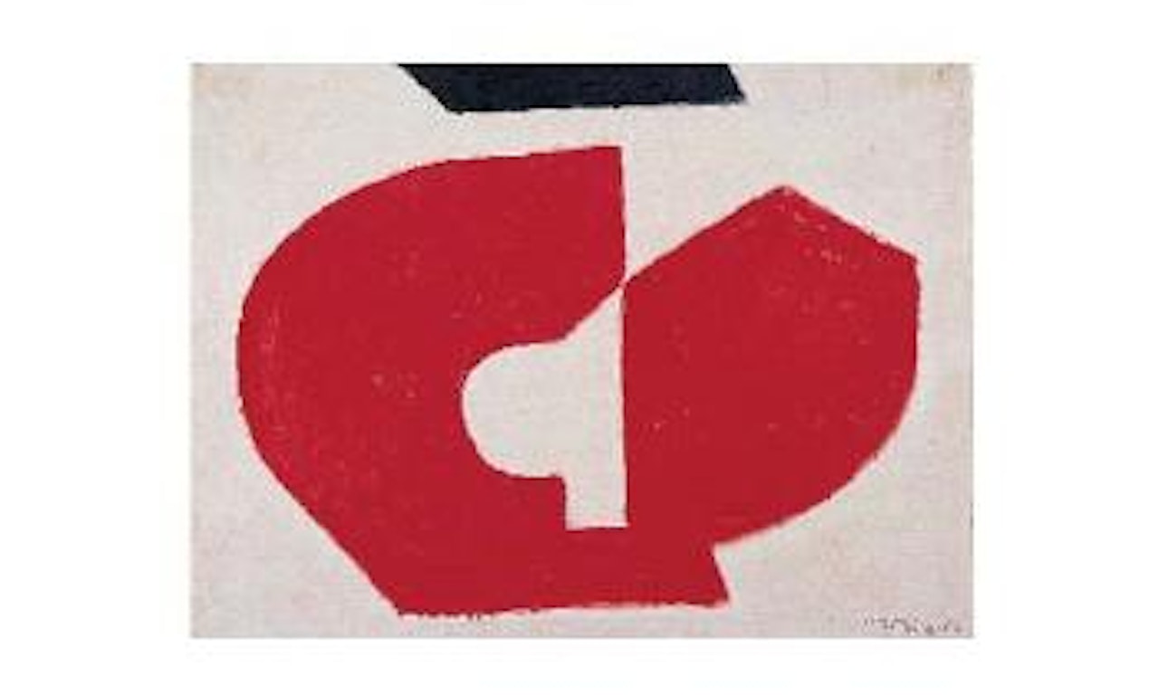 Composition rouge et noire sur fond blanc by Serge Poliakoff