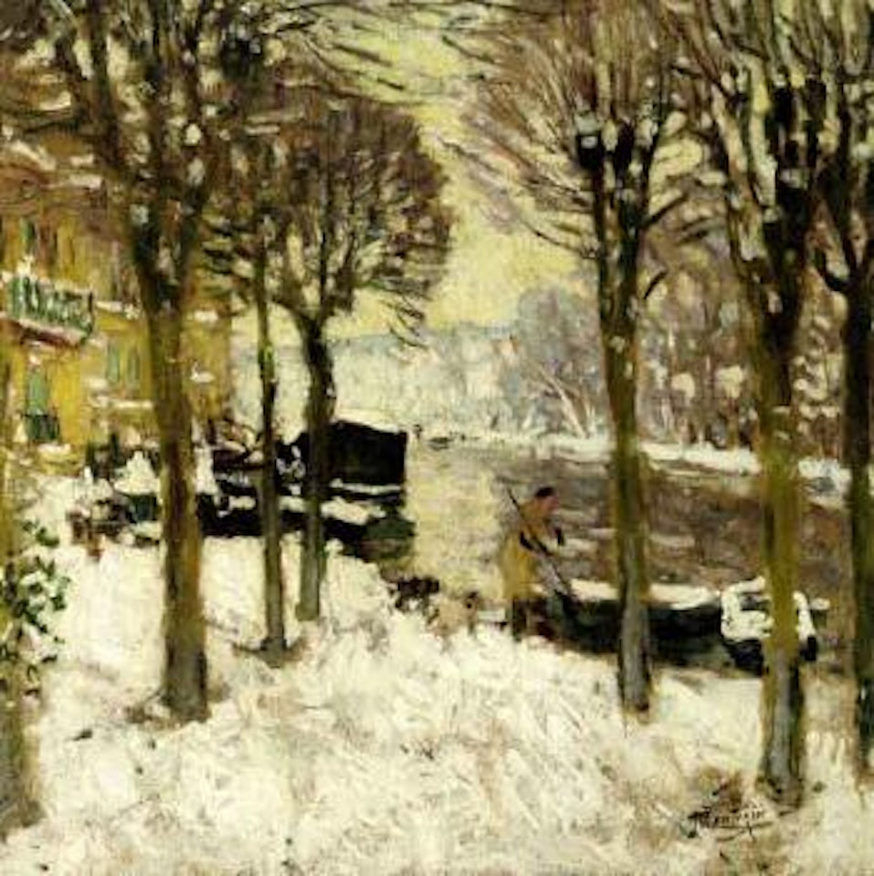La Place des Tilleuls a Moret-sur-Loing by Pierre Eugène Montezin