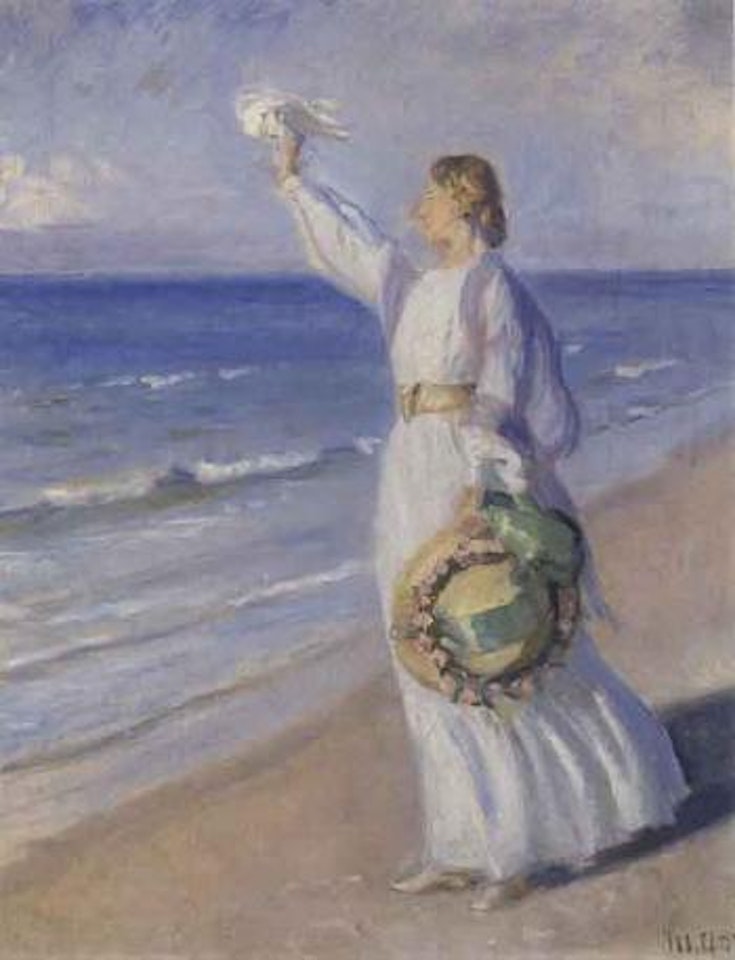 Mrs Dinesen at Skagen Strand by Michael Ancher