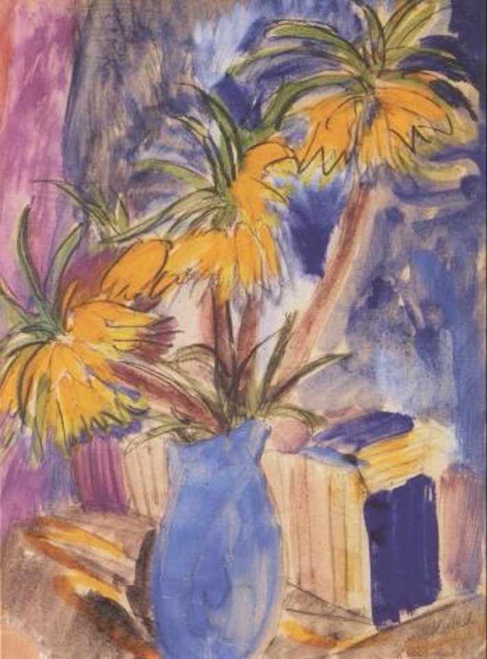 Still life of lilies in vase by Erich Heckel