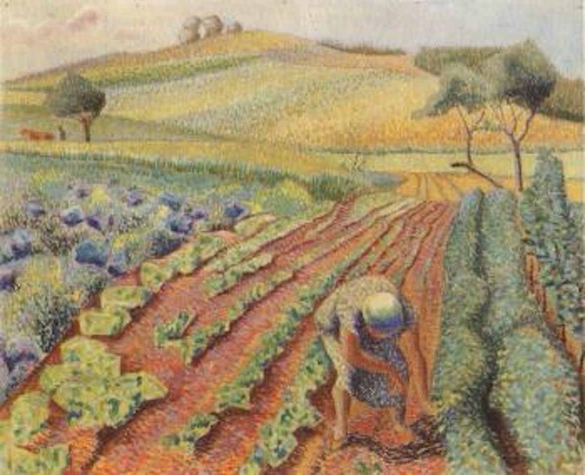 Landscape with figure in field by Erik Olson