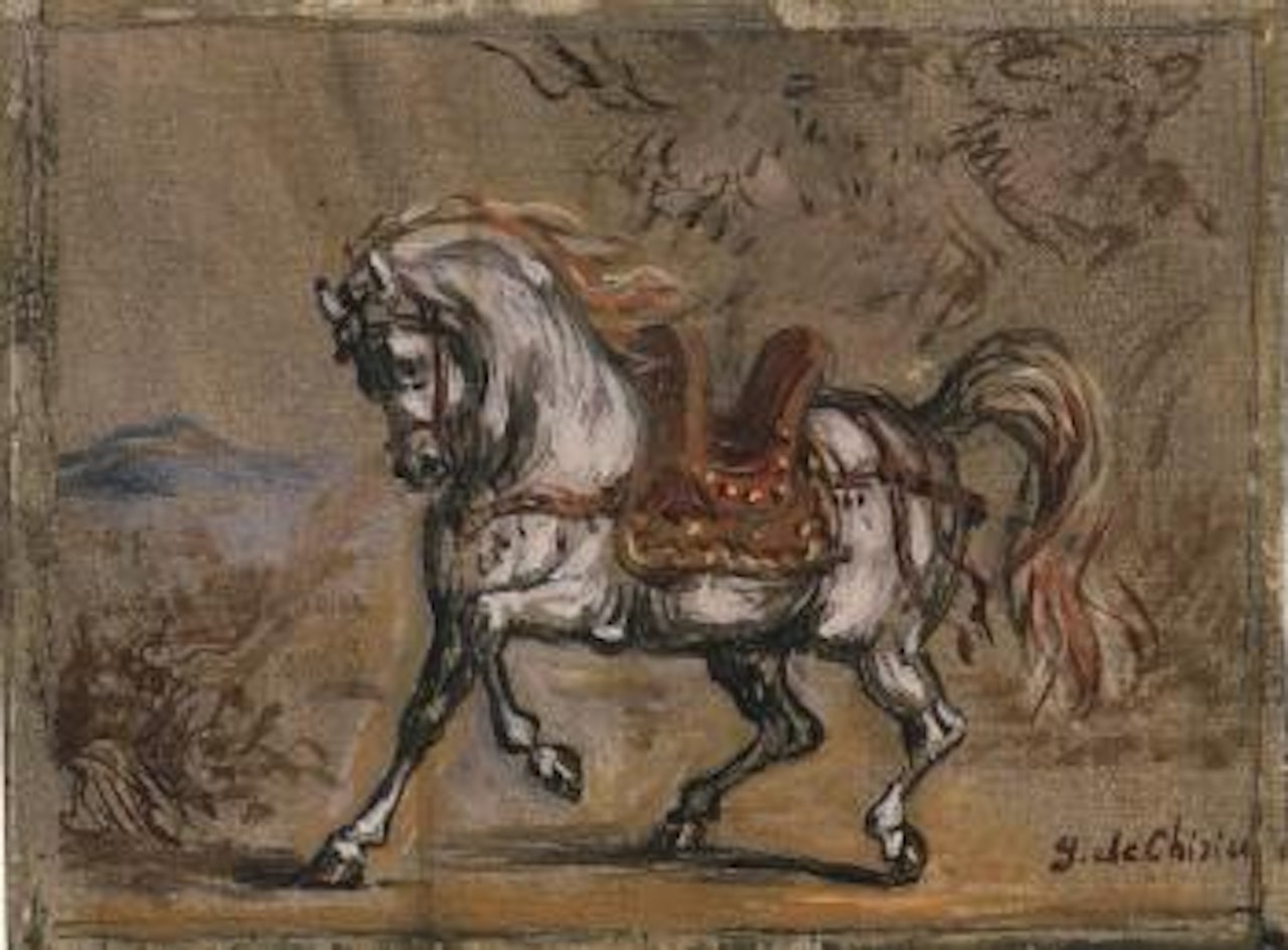 Little horse in landscape by Giorgio de Chirico