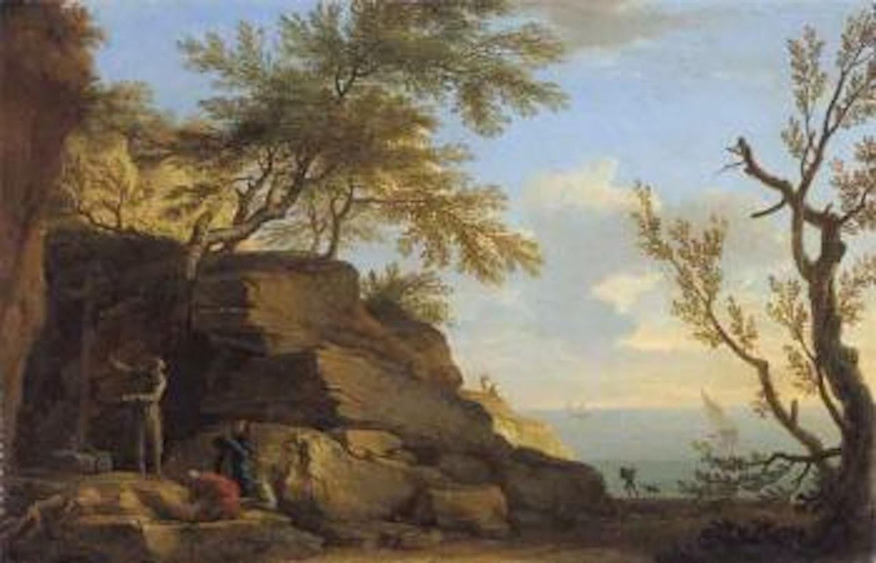 Seascape with travellers by Claude Joseph Vernet