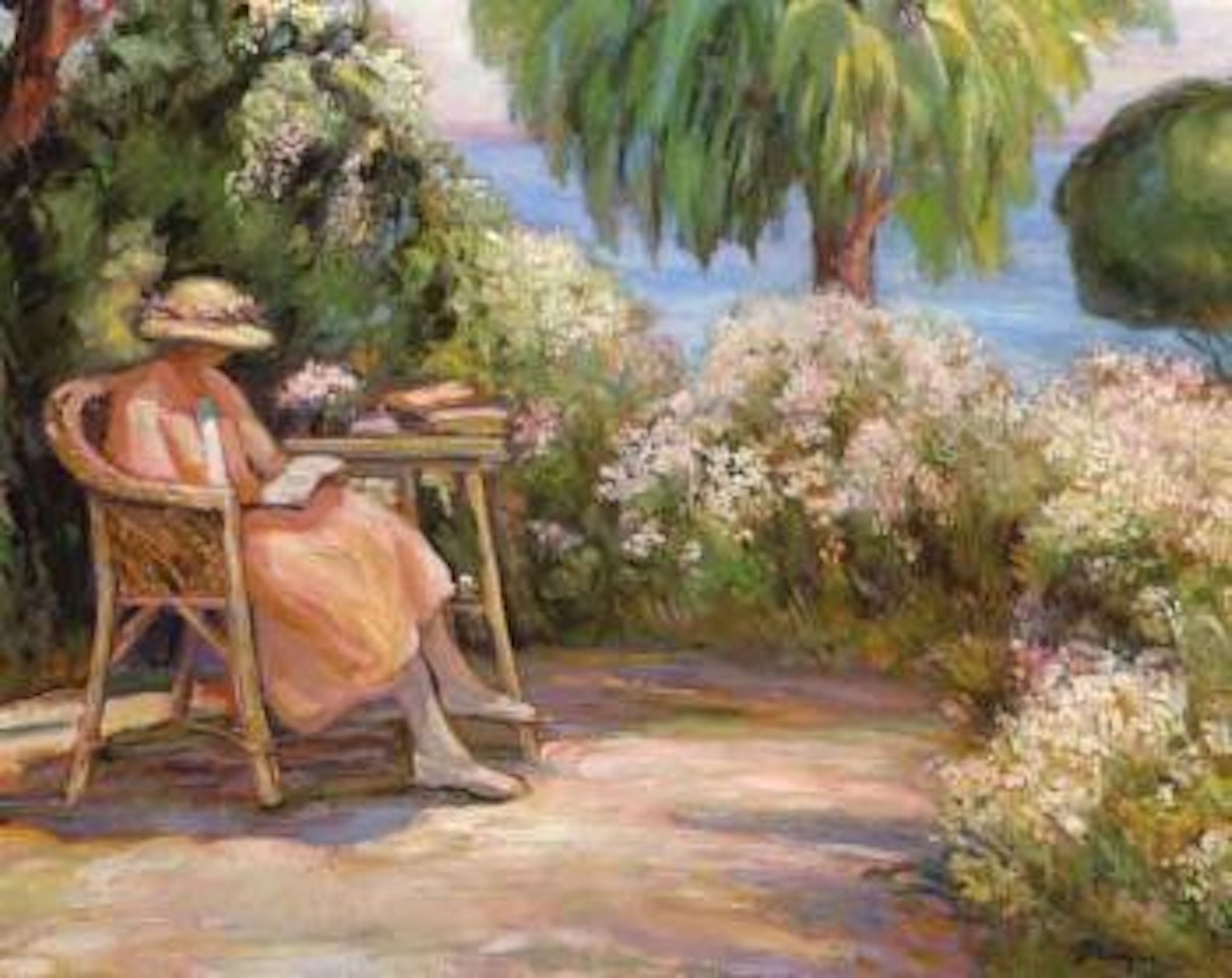Sainte-Maxime, lecture au jardin by Henri Lebasque