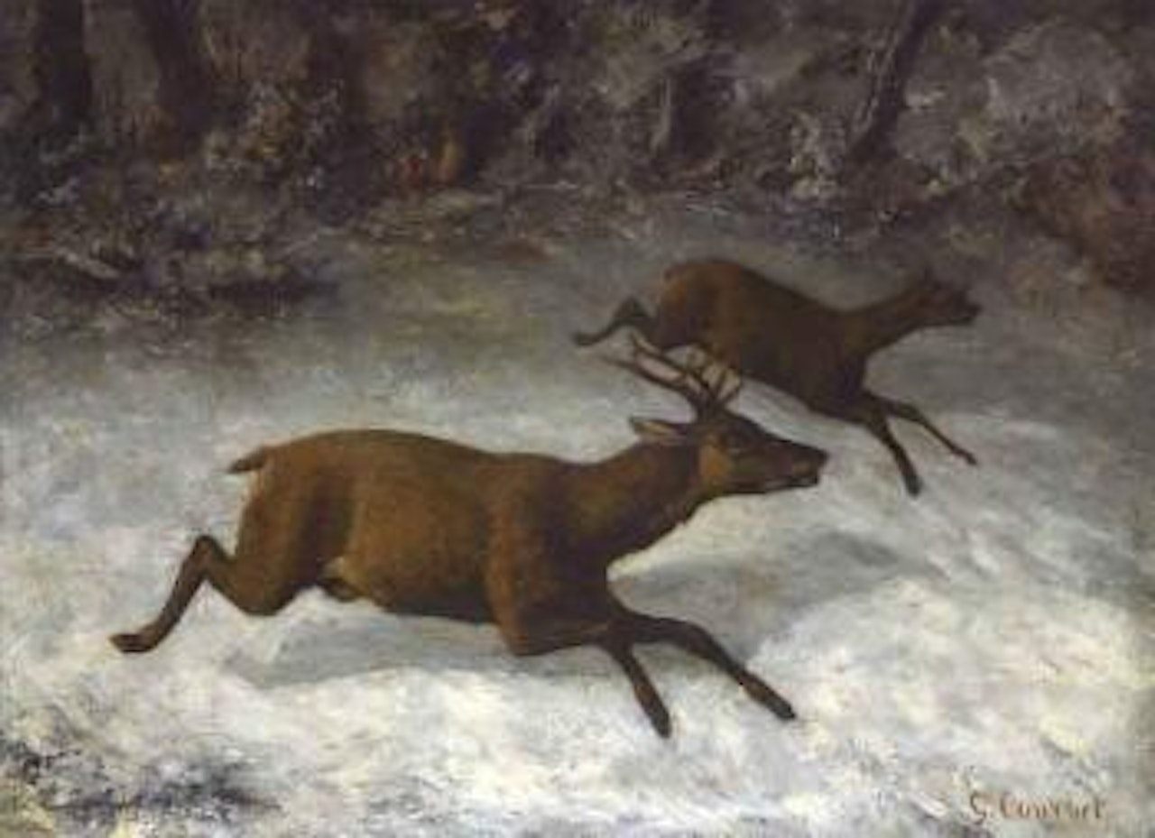 Cerfs a la neige by Gustave Courbet