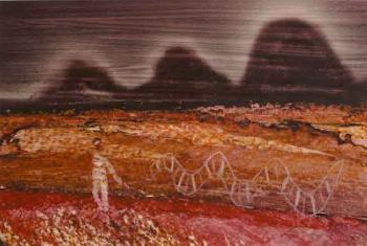 Figure and rainbow serpent by Sidney Nolan