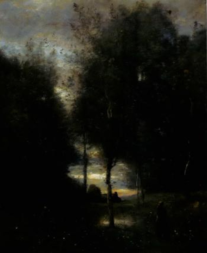 Quatre paysannes au bord de la mare by Jean Baptiste Camille Corot