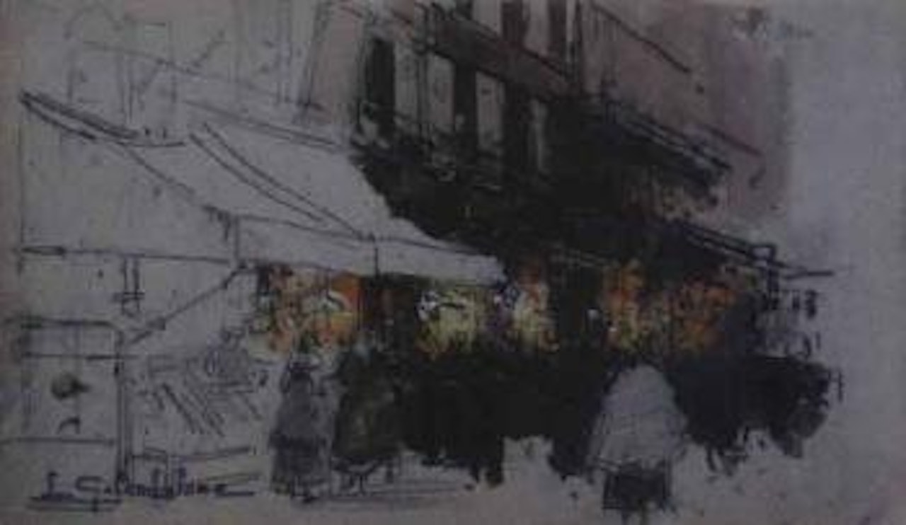 Etude pour Animations devant les magasins by Eugene Galien-Laloue