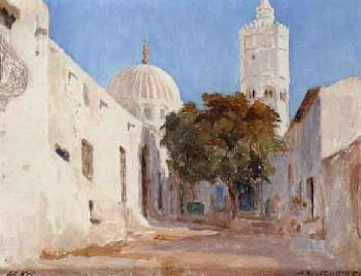 Une rue devant la minaret by Alexandre Roubtzoff
