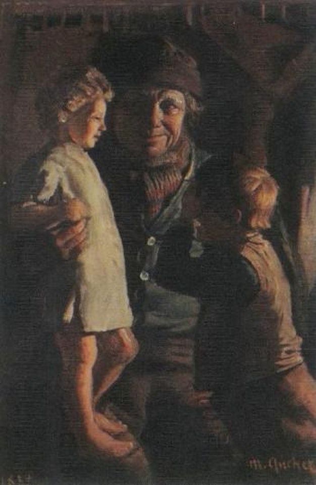 Lars Gaihede and two grandchildren by Michael Ancher