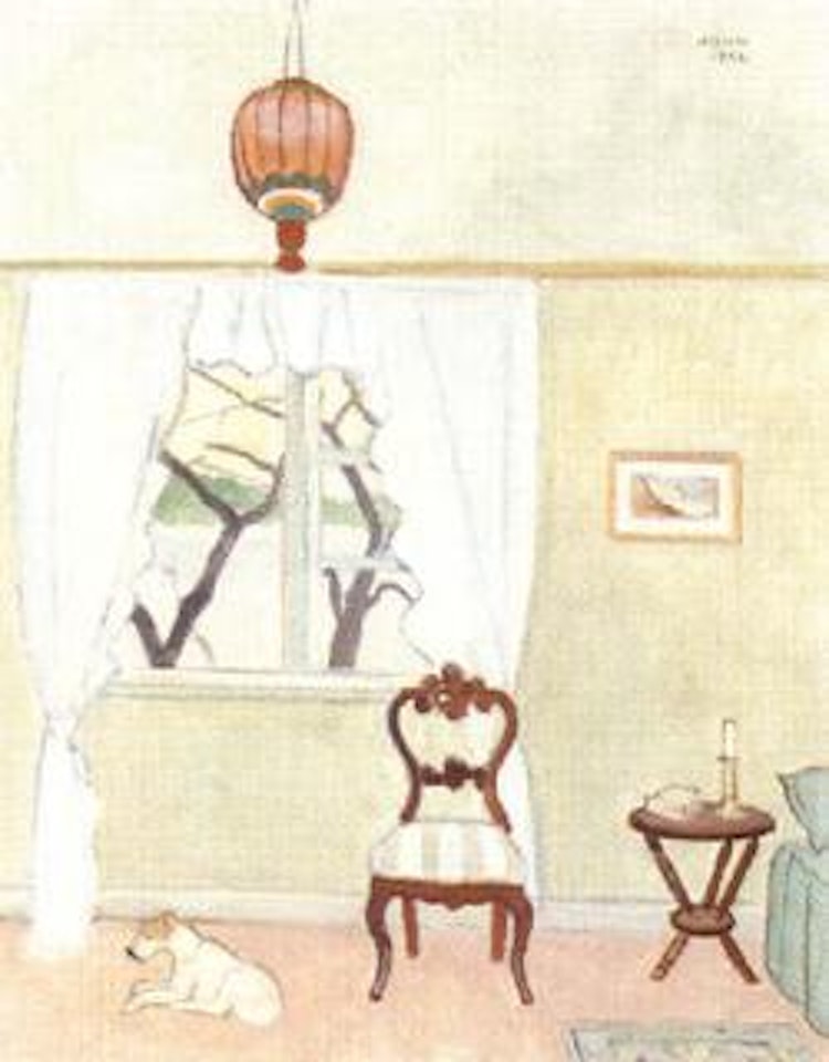 Interior scene with dog by Einar Jolin