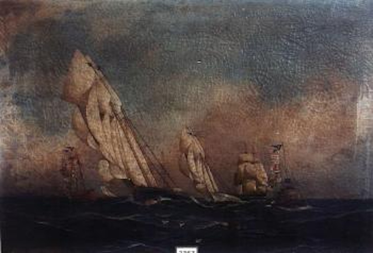 Seascape with signal ship by Antonio Jacobsen