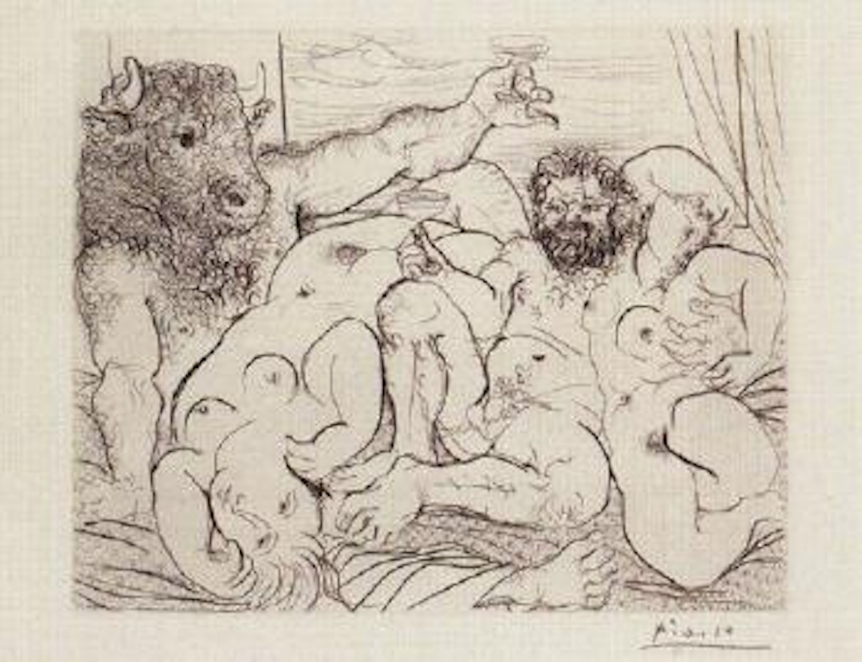 Scene Bachique au minotaure - La suite Vollard by Pablo Picasso