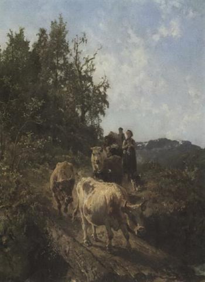Returning from the mountains - herders and cattle by Anders Monsen Askevold