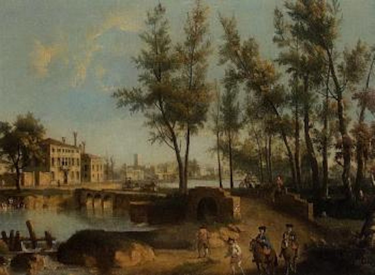 River landscape in Veneto by Giovanni Battista Cimaroli