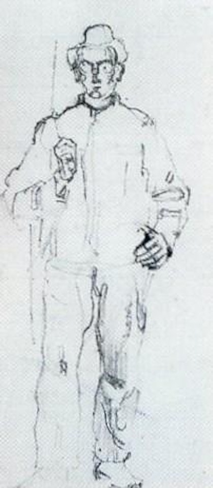 Man in hat with gun by Ferdinand Hodler
