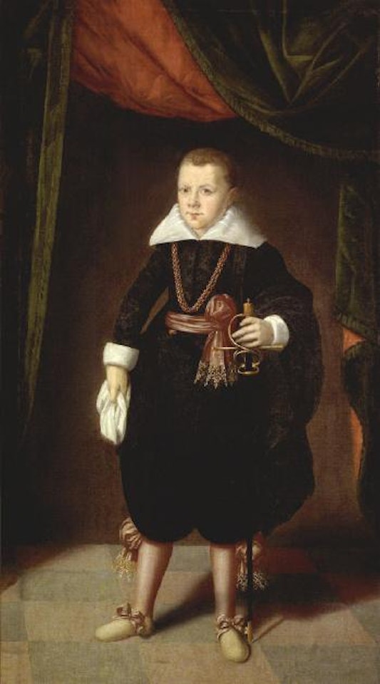 Portrait of young prince in black court dress, allegedly Charles of Austria by German School
