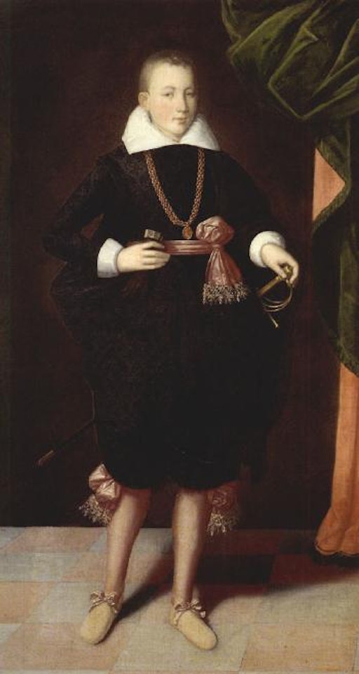 Portrait of a young prince in black court dress by German School